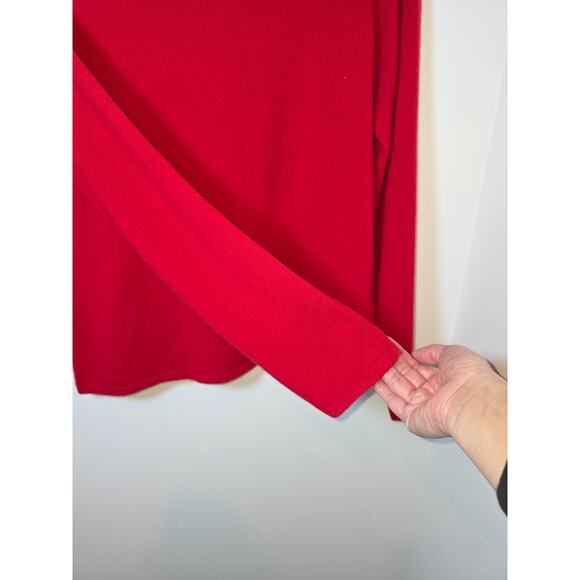 Queen Of Scots Red Cashmere Sweater Womens Long Sleeve Knit Top Size Large - Picture 4 of 8